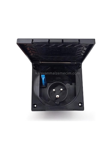 Dış Elektrik Prizi Kapaklı Gömme Emniyetli 16ah - Siyah