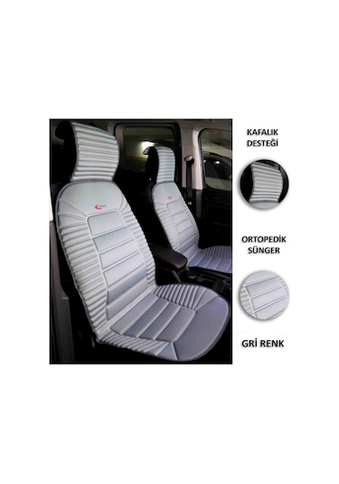 Volvo 480 İle Uyumlu Lüks Oto Koltuk Minderi Ortopedik 2 Li Set Gri 1 Set