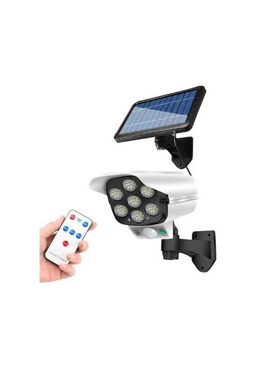 Moly 77led Güneş Enerjili Hareket Algılayıcı Kamera Lambası, Ip65 Su Geçirmez, 3 Çalışma Modu, 2400mah Pil, Kumanda, Beyaz, Dış Mekan İçin Beyaz
