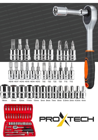 PROXTECH 46 Parça Mini Lokma Takımı Otomatik Cırcırlı 1/4"