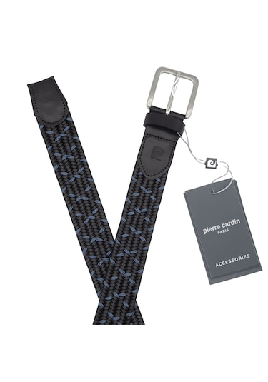 Pierre Cardin Premium Örgü Deri Kemer En 3,5 Cm Pc-1713 Siyah - Mavi