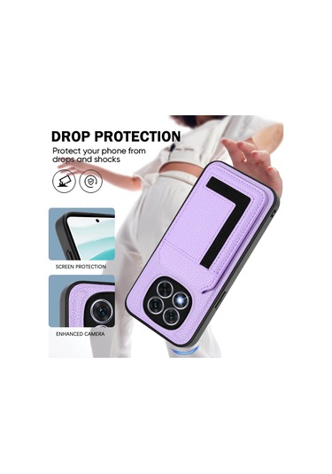 Redmi Note 14 Pro 5g Cx01 Çıkarılabilir Magsafe Manyetik Kart Çantası Telefon Kılıfı Açık Mor