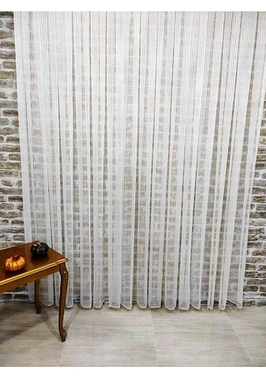 Evdepo Home Kalın Çizgili Tül Perde Ekru