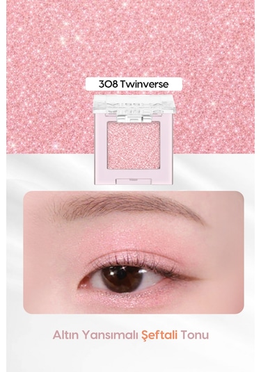 Kalıcı, Topaklanma Yapmayan, Simli Tekli Far Mıssha Modern Shadow Glitter 308 Twinverse