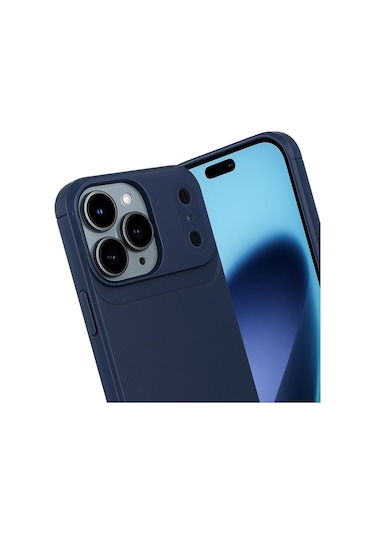 İphone Uyumlu 17 Pro Max Kılıf Focus Carbon Silikon Kapak Lacivert