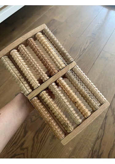 Asmr Ahşap Ayak Masaj Aleti /12 Döner Merdaneli Refleksoloji Ayak Masajı Aleti