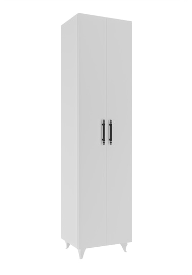 Ae-3085 Selen Çok Amaçlı Beyaz Dolap 7 Raflı, 2 Kapaklı Mutfak