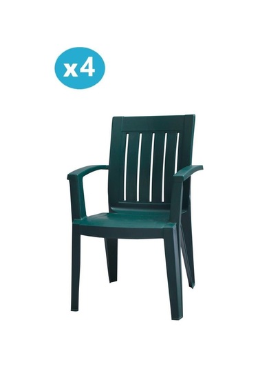 Omnipazar Mt-gf175 Cometa Plastik Bahçe Balkon Sandalye 4'lü Set Yeşil