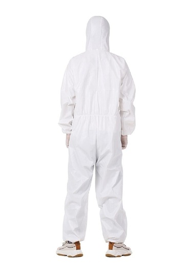 Kapüşonlu Fermuarlı Antibakteriyel Koruyucu Tulum 5 Adet Beyaz