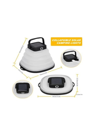 Hfambition Usb Şarj Edilebilir 3 Parlaklık Seviyeli Güneş Enerjili Kamp Feneri, Sıcak Işık, Su Geçirmez, Taşınabilir Katlanabilir Led Feneri Çok Renkli