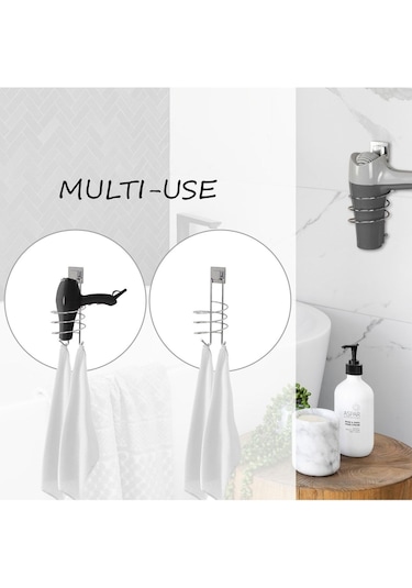 Yapışkanlı Fön Makinesi Asma Aparatı Krom