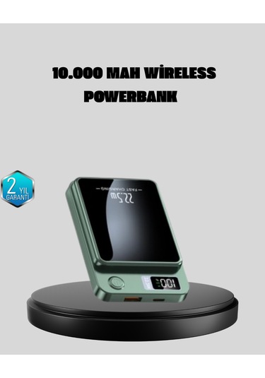 Magsafe Powerbank 10.000 Mah Kablosuz Ve Dijital Ekranlı Hızlı Şarj Cihazı Siyah