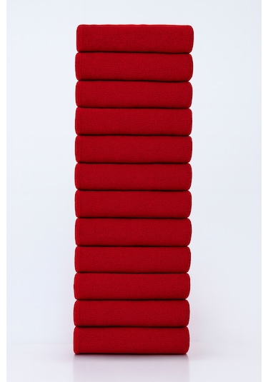 12 Adet Siyah 50 X 90 Cm Mikrofiber El Yüz Kuaför Berber Spor Havlusu Leke Ve Saç Boyası Tutmayan Bordo