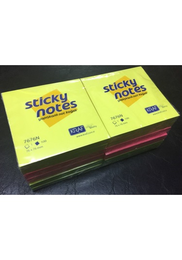 Kraf Yapışkanlı Not Kağıdı 7676N 3 Renkli 12'Li Paket