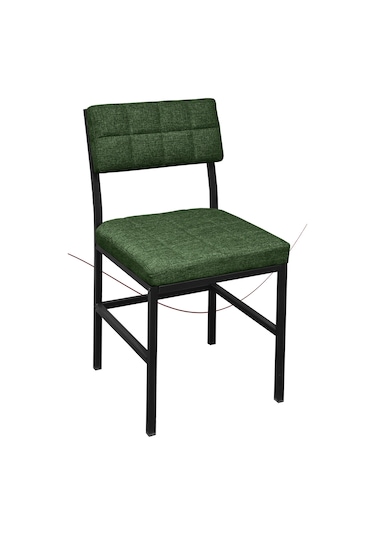 Nemeron İkon Mutfak Sandalyesi Keten Kumaş Metal Sandalye Silinebilir Kafe Salon Sandalyesi - Yeşil Yeşil