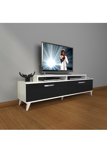 Decoraktiv Ekoflex 4 Slm Retro Tv Ünitesi Tv Sehpası Beyaz - Siyah