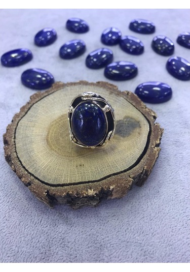 Lapis Lazuli Taşlı Gümüş Yüzük 925 Ayar Doğal Taş - 217266493