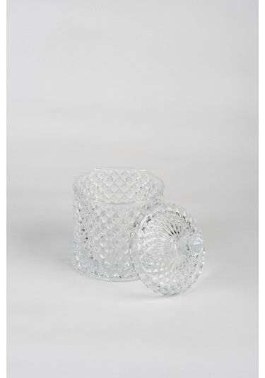 Kristal Desen Noktalı Şekerlik İşleme Kapaklı Çay Sunum 8 x 8 cm