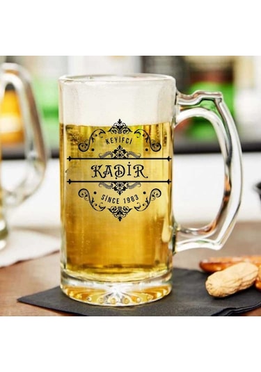 Kişiye Özel İsim Ve Yıl Baskılı Cam Bira Bardağı Hediyelik Tasarım