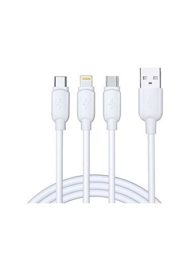 Şarj Ve Data Kablosu Çoklu Çıkış 3 In 1 Primary 3a 1.2 Metre Lightning, Type-c, Micro Usb