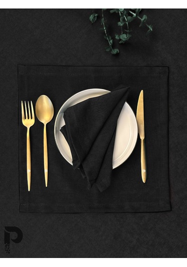 Siyah Kumaş Peçete Daily Serisi Kadife Görünümlü Siyah