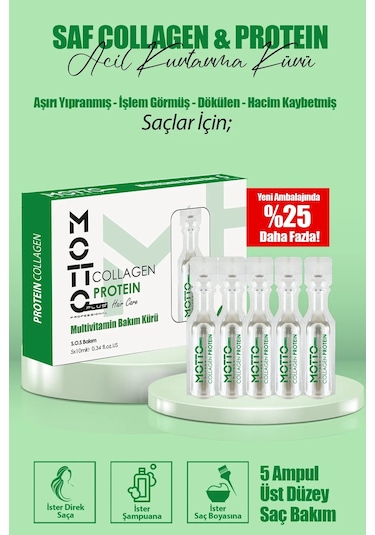 Motto Plus Professional İşlem Görmüş Saçlar Için Dökülmeye Karşı Etkili Acil Kurtarma Bakımı Saf Multivitamin 5'li Ampul