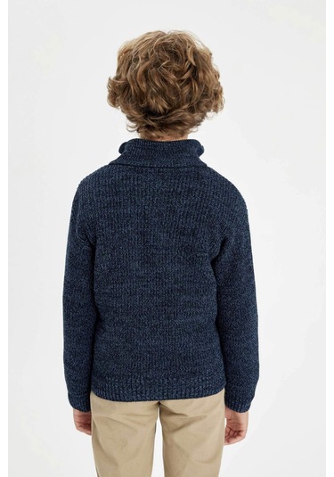 DeFacto Erkek Çocuk Yarım Balıkçı Yaka Fermuarlı Triko Kazak C3111A824WNNV168