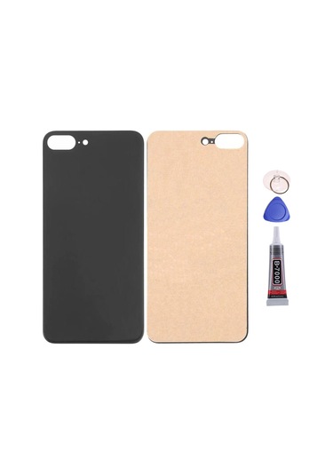 Apple Uyumlu iPhone 8 Plus Siyah Arka Kapak Batarya Kapağı Pil Kapağı Yapışkan Ve Sökme Aparatıyla Beraber Full Set Siyah