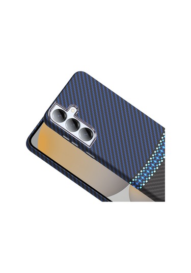 Toyigoo Galaxy Uyumlu S25 Kılıf M-safe Şarj Özellikli Karbon Fiber Görünümlü Gros Kapak - D Desert Titanyum