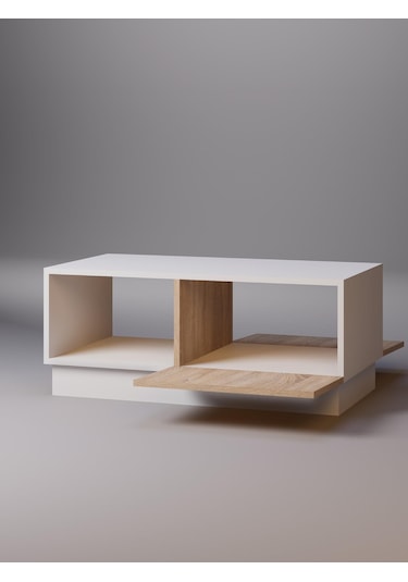 Detamob Lora Kapaklı Orta Sehpa, Beyaz/sonoma & Karbon Gri/sonoma Beyaz