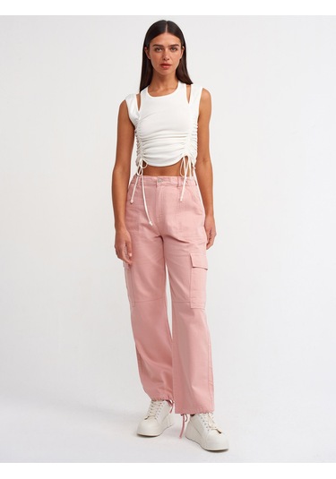 Dilvin Önü Büzgülü Triko Atlet  Ekru