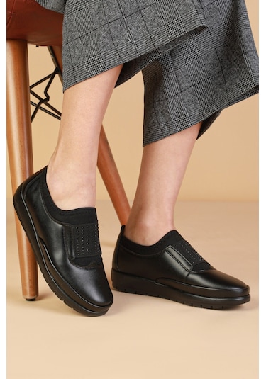 Yağlıoğlu Lofty 001453 Oropedik İçi Hakiki Deri Günlük Kadın Ayakkabı Siyah