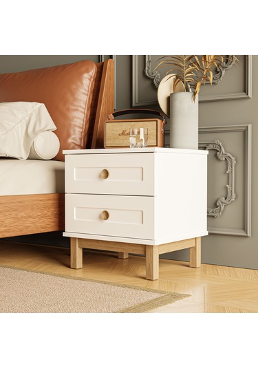 3780 Desa 2 Çekmeceli Mdf Profil Ayaklı Komodin Beyaz - Sepet