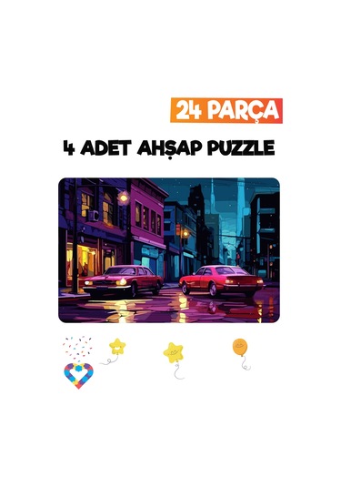 Ahşap Çocuk Puzzle 24 Parça 4 Adet-4