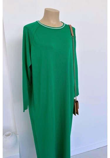 Reglan Merserize Elbise - Yeşil