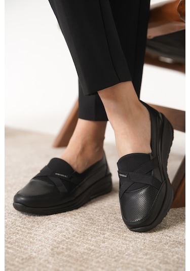 Garantili D0312 Günlük Ortopedik Kadın Babet Ayakkabı Siyah