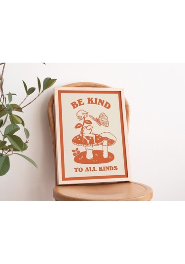 Nazik Olun Duvar, Mantar Dekoru, Sevimli Kurbağa