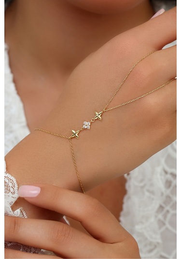 18k Altın Kaplamalı 925 Ayar Gümüş Monafleur Çiçek Şahmeran - 45103802 Altın