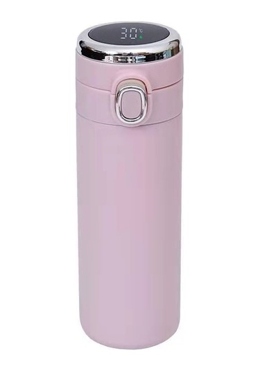 Akıllı Sıcaklık Göstergesi Paslanmaz Çelik Termos Kupa - Pembe