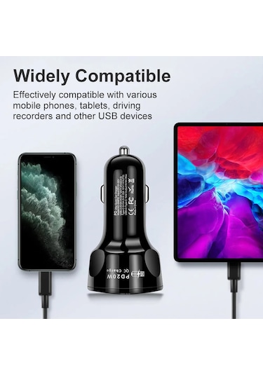 Çift Usb C Pd 20w Araç Şarj Cihazı Hızlı Şarj Pd Hızlı Şarj 3.0 Usb C Araç 4usb 3.1a 4usb 3.1a