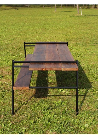 Bahçe Bankı Metal Tasarım Ahşap Bank Modeli Sarı