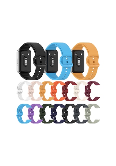 Samsung Galaxy Uyumlu Fit 3 Sm-r390 İçin Düz Renk Toka Silikon Saat Bandı Beyaz