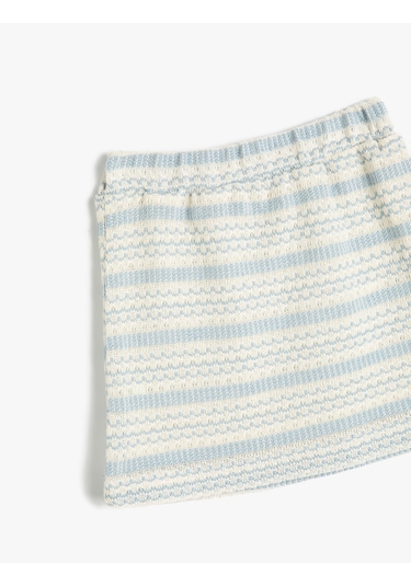 Koton Örme Etek Beli Lastikli Mavi Desenli 5skg70016ak Mavi