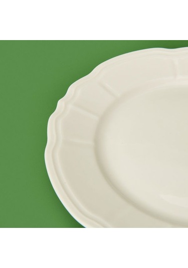 Tulu Porselen Tiffany Servis Tabağı - Krem - 25 Cm Krem