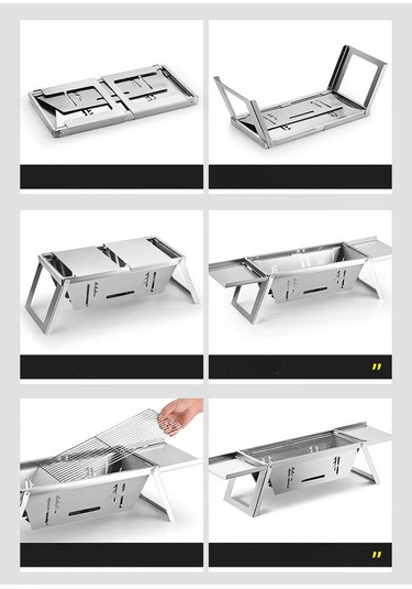 Shufa Taşınabilir Paslanmaz Çelik Mangal / Barbekü Hediye Taşıma Çantası Dahil Gri