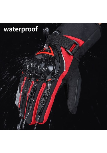 Leezsing Kışlık Motosiklet Eldiveni - Gece Yansıtmalı, Su Geçirmez, Dokunmatik Uyumlu Kırmızı