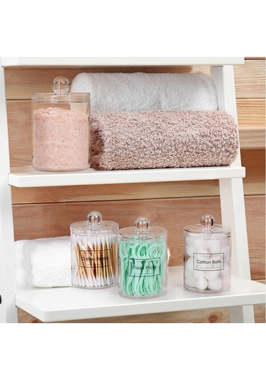 Ximistore9 7x10.5cm Akrilik Kapaklı Saklama Kutusu - Q-tip, Makyaj Vata Ve İpli Diş Fırçası İçin - Ev Dekoru Ve Organize Edici Araç Şeffaf