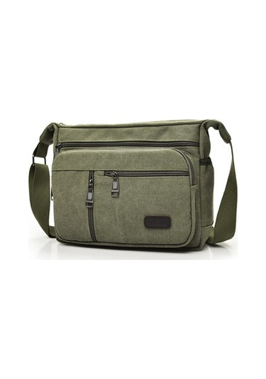 Moda Günlük Kanvas Çok Bölmeli Omuz Çantası D7118 Yeşil
