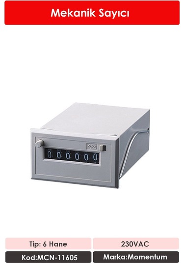 Momentum Mekanik Sayıcı Resetli 6 Hane 230VAC MCN-11605