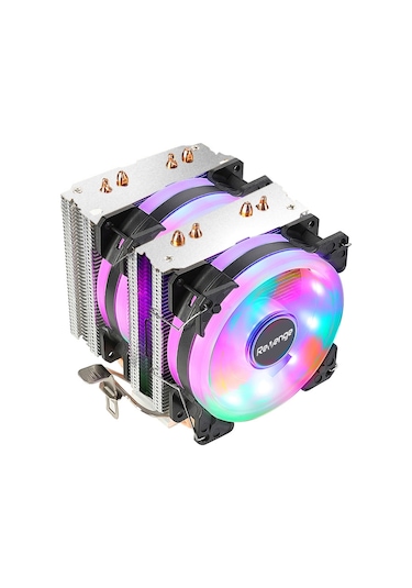 Revenge Cold Frost 602 Kule Tipi 2 Fanlı Rainbow Gaming İşlemci Fanı 4 Bakır Kanallı Cpu Fan Soğutma Sistemi